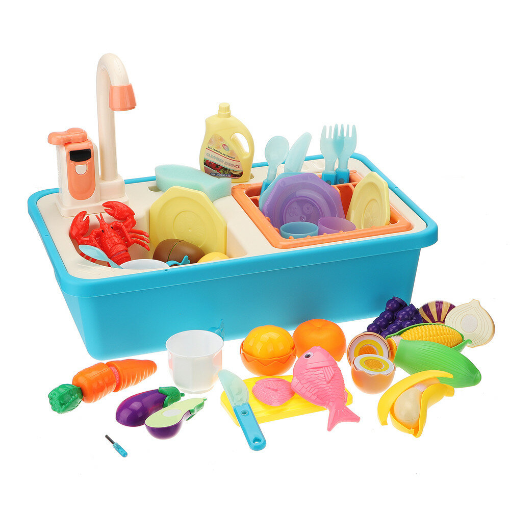 Image of 31Pcs Kitchen Washbasin Toy Kitchenware Play Set Pretend Play Vegetable Bowl Tableware for Children Gift Toys