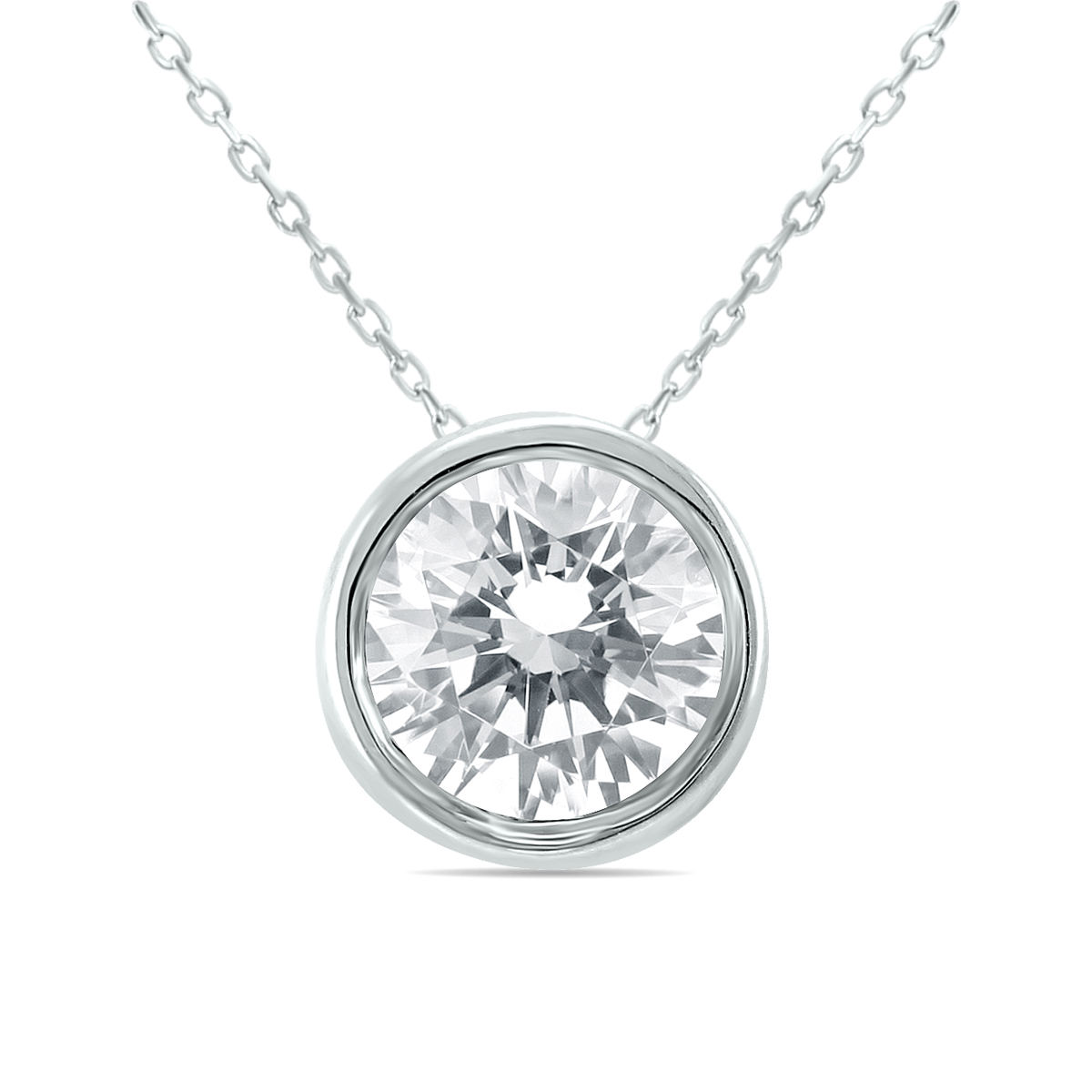 Image of 3/4 Carat Diamond Bezel Pendant in 14K White Gold