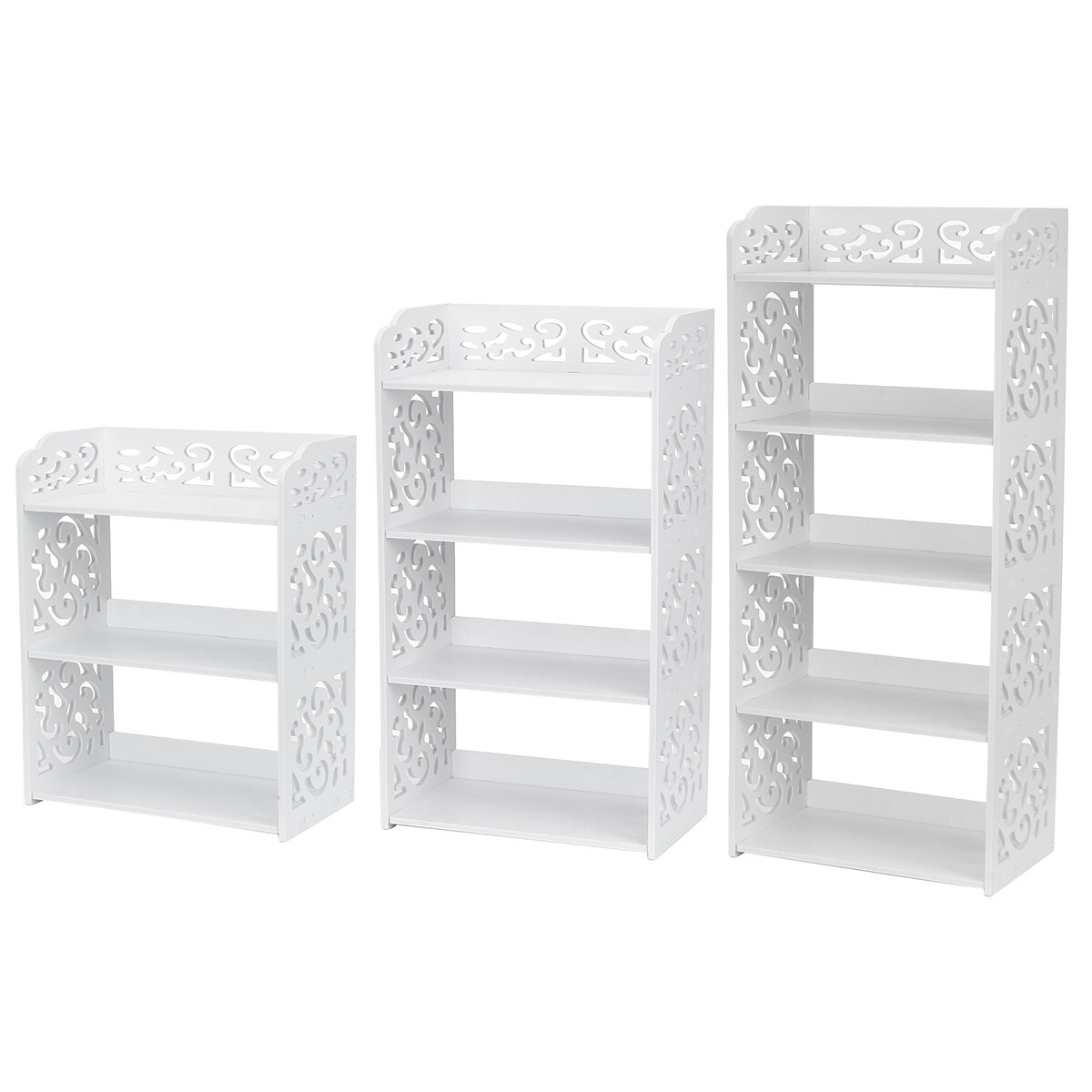Image of 3/4/5 Tiers Shoes Rack Display Stands White Storage Shelf Organiser Unit Cabinet