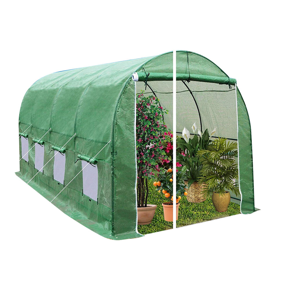 Image of 360 x 215 x 220cm Durable Large Greenhouse Insulation Walk in Outdoor Plant Gardening Hot Tunnel Greenhouse with Stand