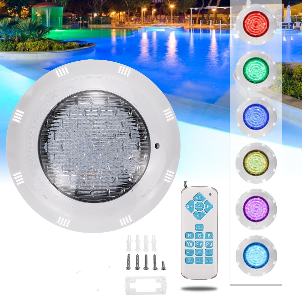 Image of 360/460 Lamp Beads LED Swimming Pool Light Wall-mounted Underwater Lamp RGB Landscape Lighting