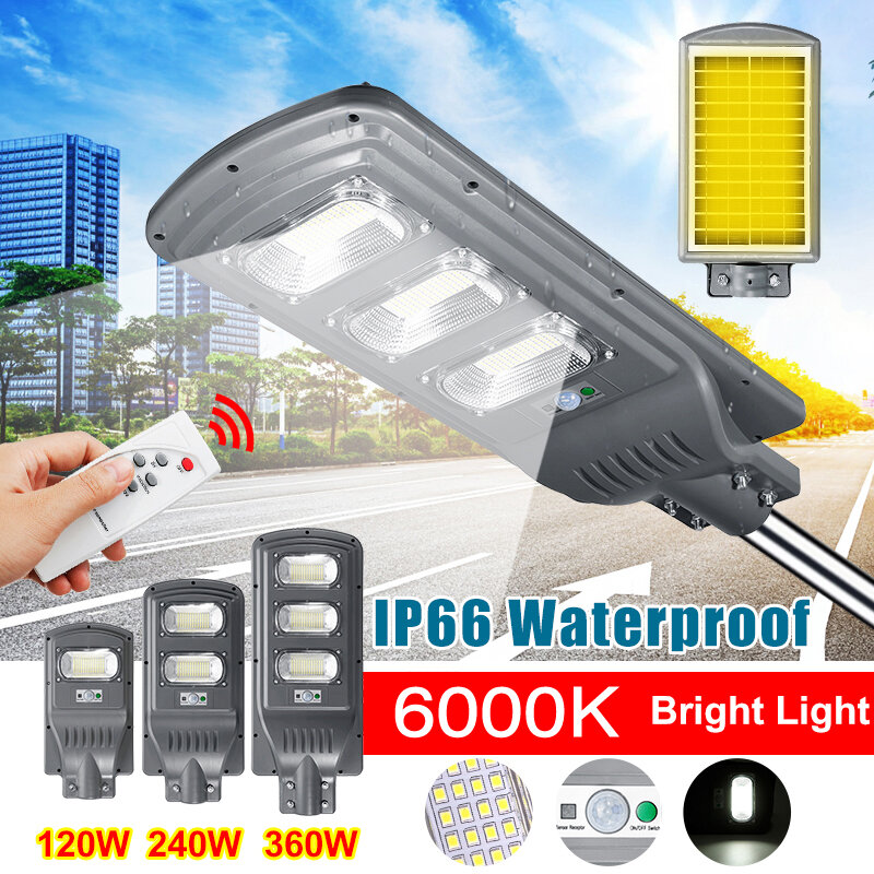 Image of 360W 36000LM 351 LED Wall Street Light Solar Panel Motion Sensor Lamp with Control
