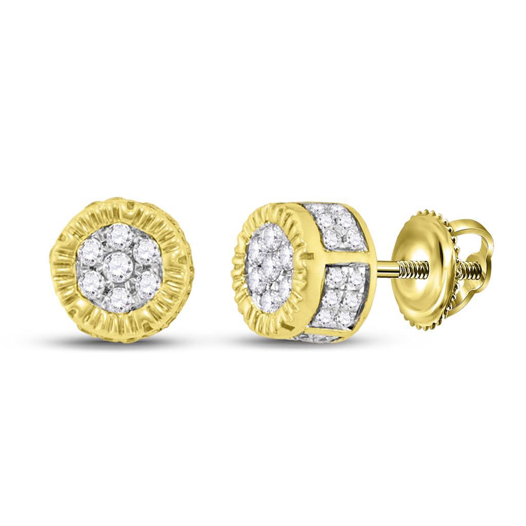 Image of 3D Circle Cluster Diamond Earrings 10K Yellow Gold ID 39540764213441
