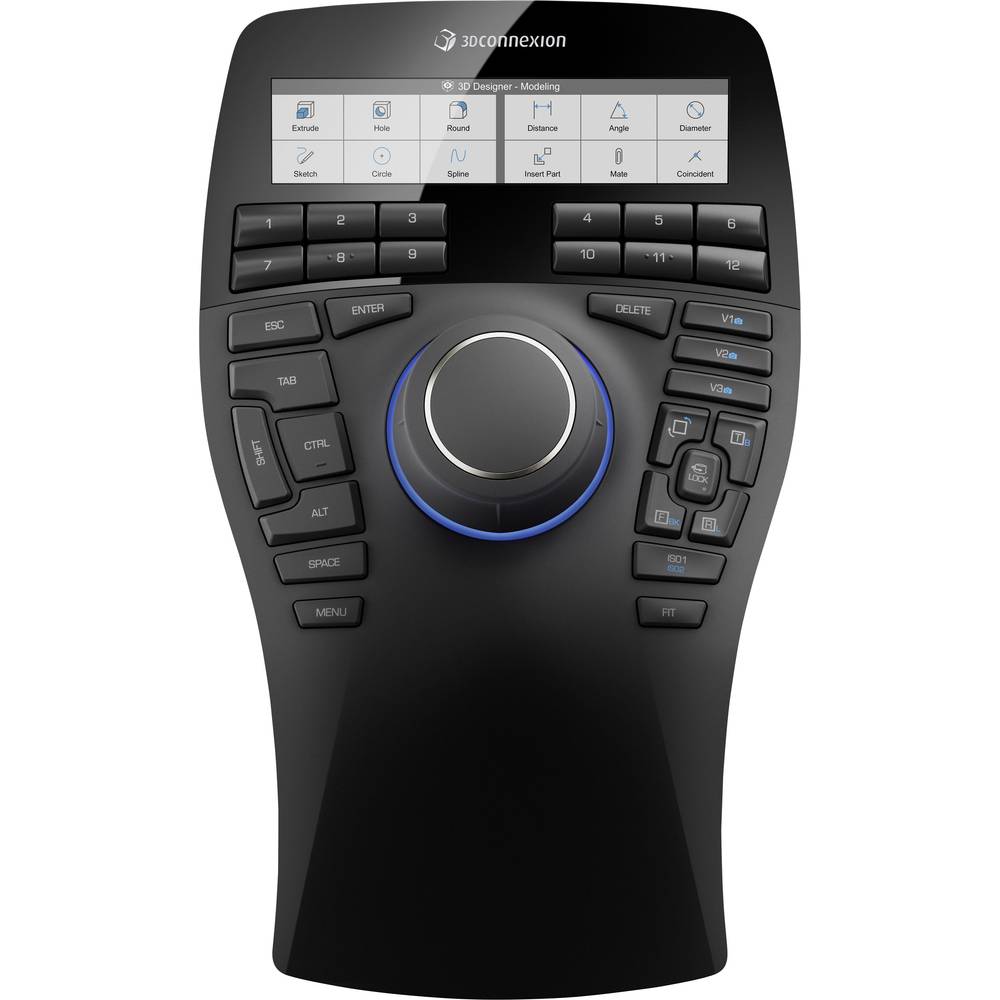 Image of 3Dconnexion SpaceMouse Enterprise 3D mouse USB Black 12 Buttons Display Gel wrist support mat