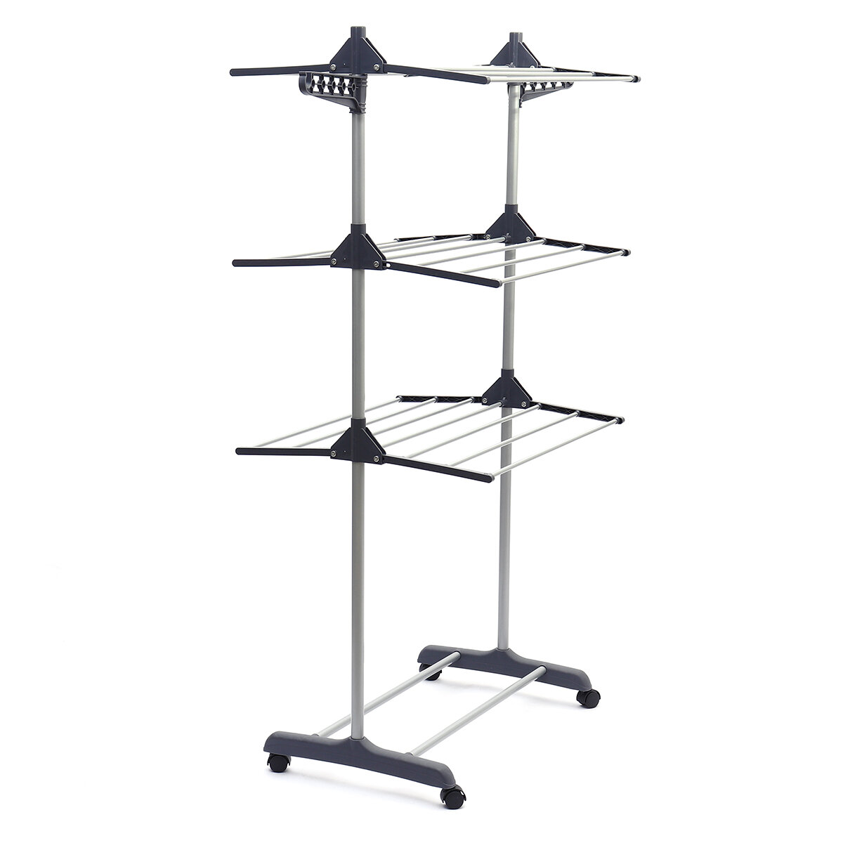 Image of 4 Floors Foldable Clothes Drying Rack With 4 Wheels For Indoor/Outdoor Use