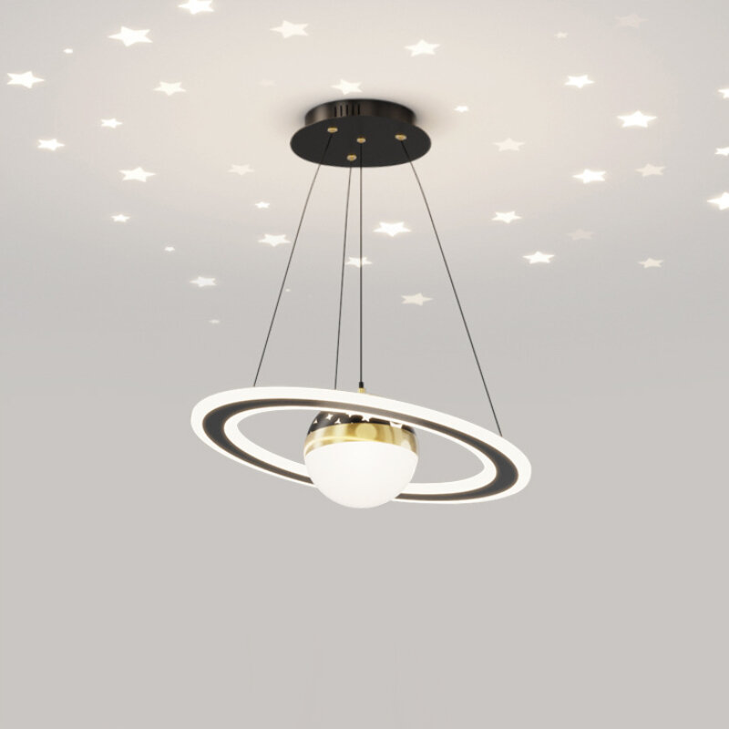 Image of 45W/50W Decorative Star Projection Saturn Chandelier Dimmable Pendant Light for Children's Room Dinning Room Bar