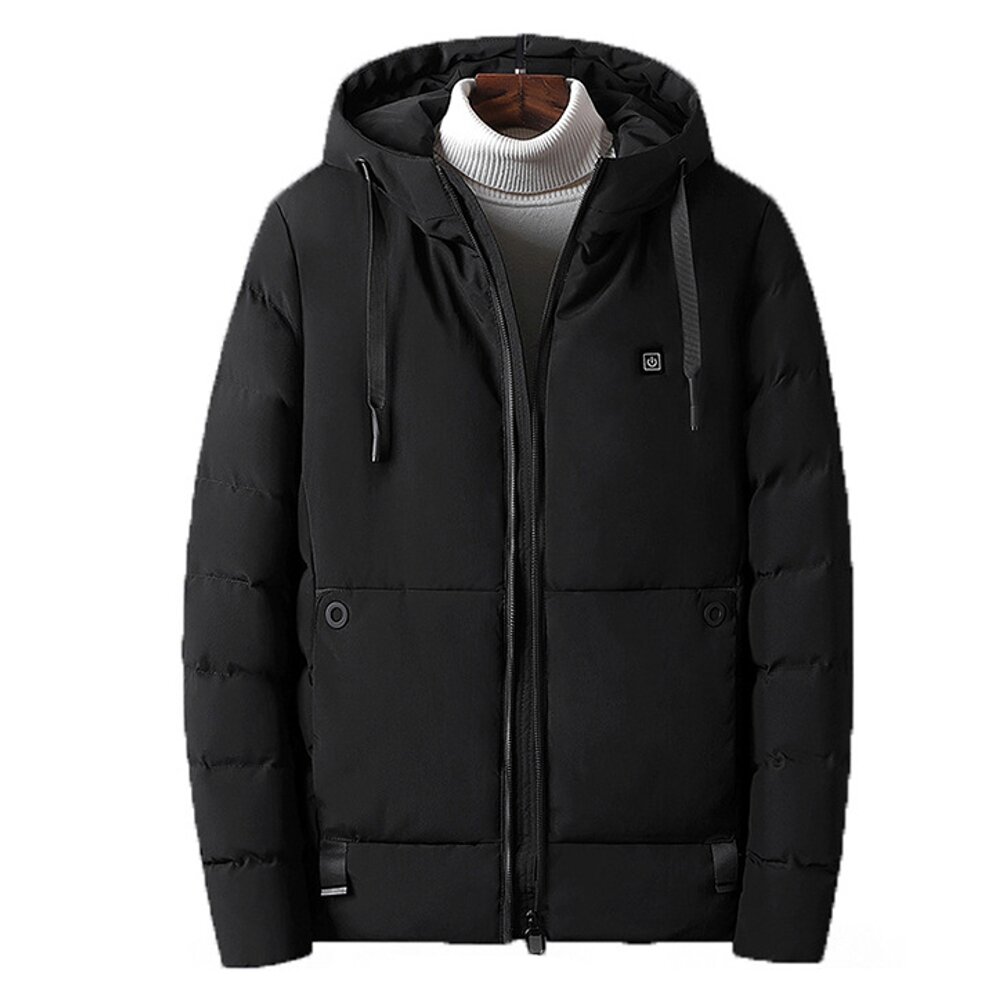 Image of 45℃ Men Electric USB Heated Hooded Warm Overcoat Heating Coat Winter Coats Jacket