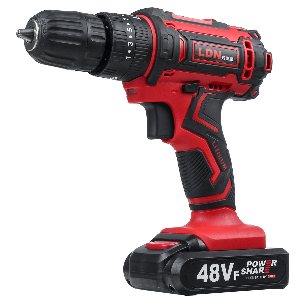 Image of 48VF Cordless Electric Impact Drill Rechargeable Drill Screwdriver W/ 1 or 2 Li-ion Battery