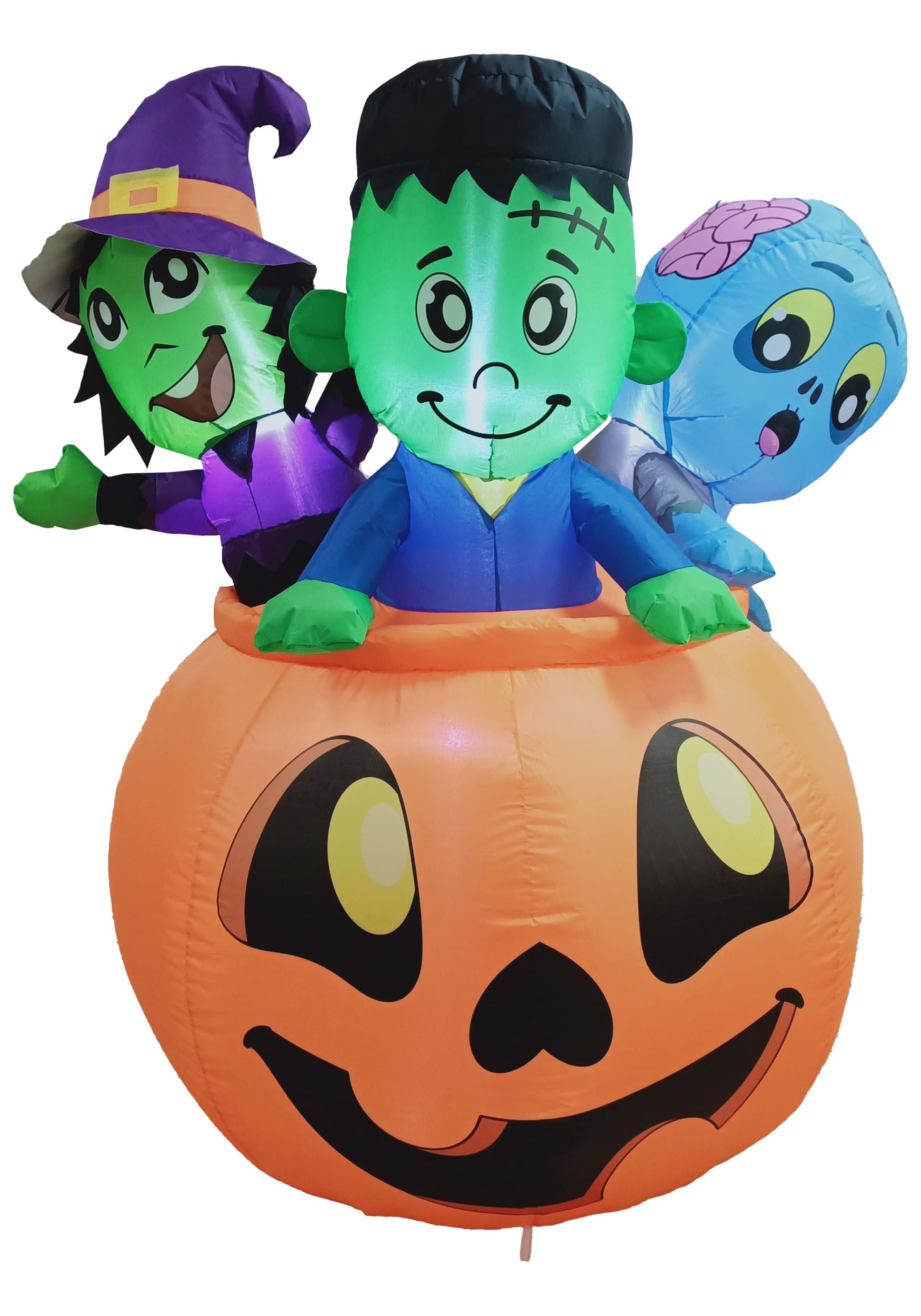 Image of 5 Foot Tall Three Characters on Pumpkin Inflatable Decoration ID JY30130-ST
