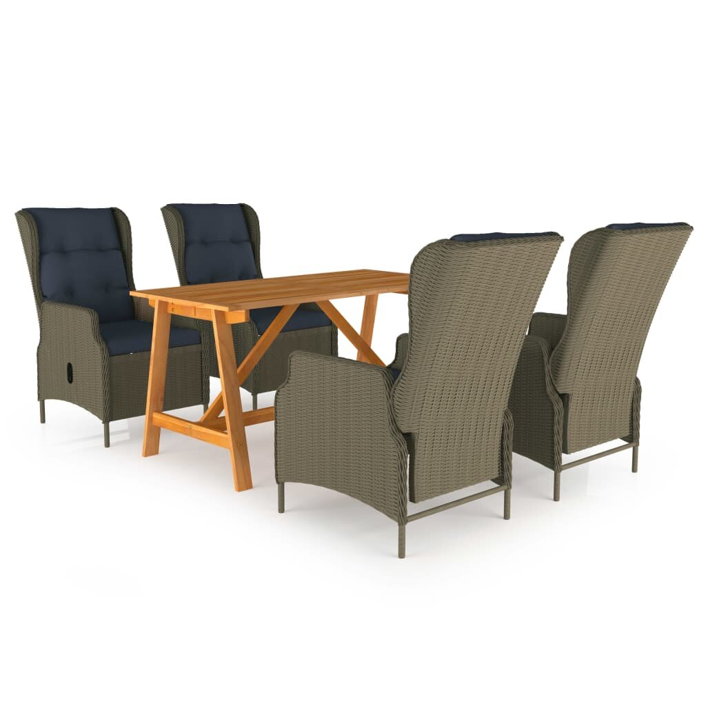 Image of 5 Piece Garden Dining Set Brown