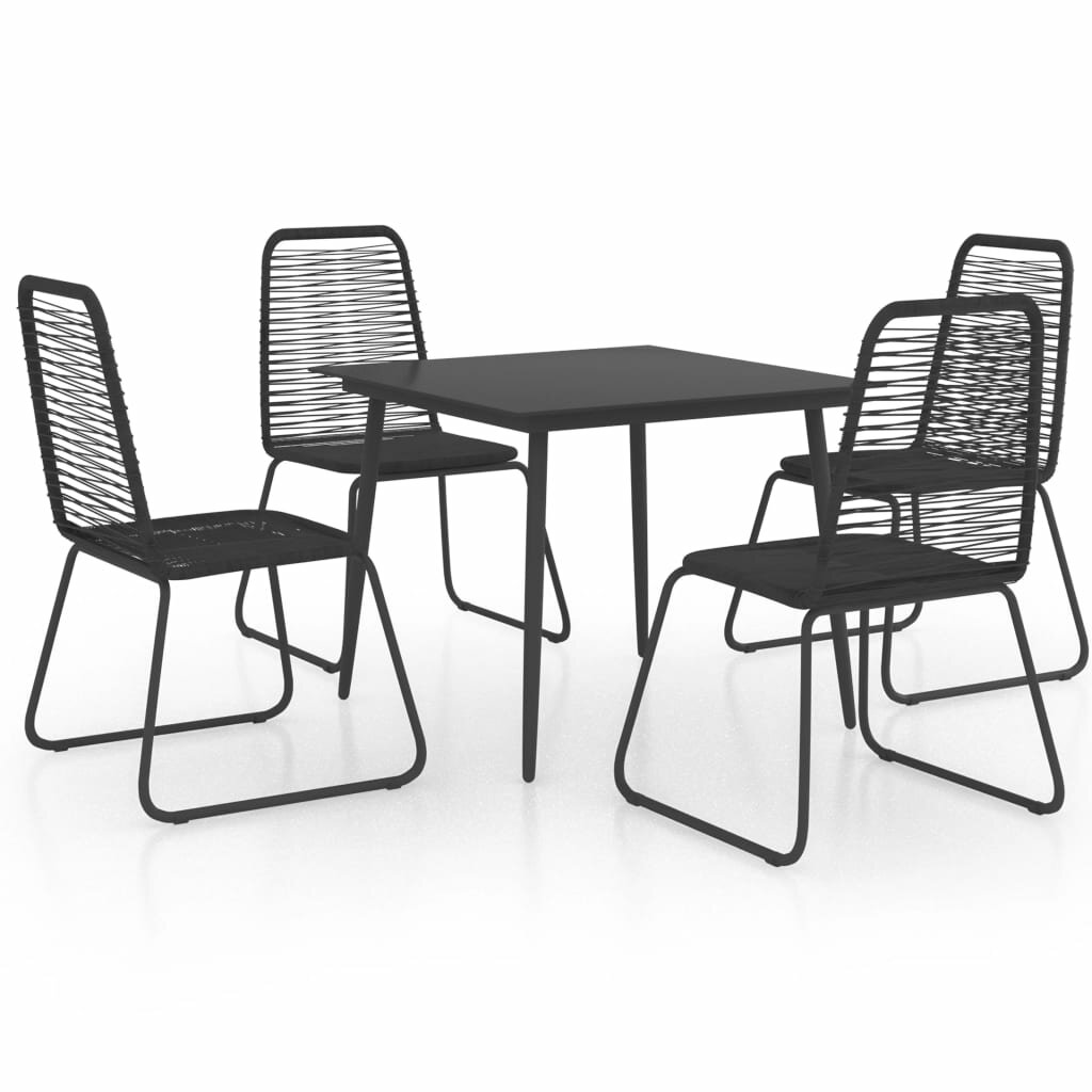 Image of 5 Piece Garden Dining Set PVC Rattan Black