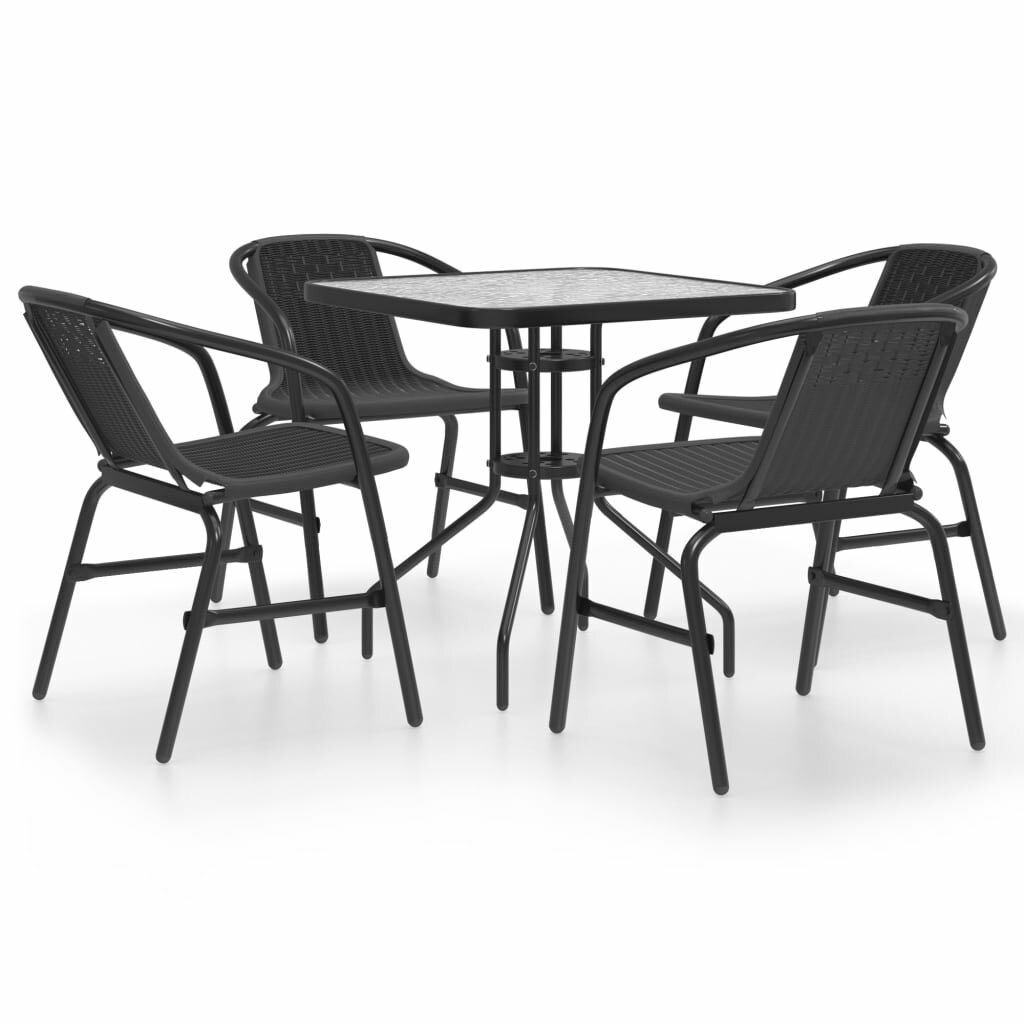 Image of 5 Piece Patio Dining Set Black