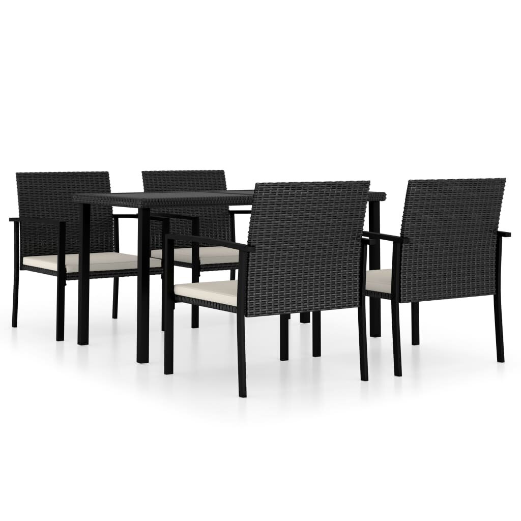 Image of 5 Piece Patio Dining Set Poly Rattan Black