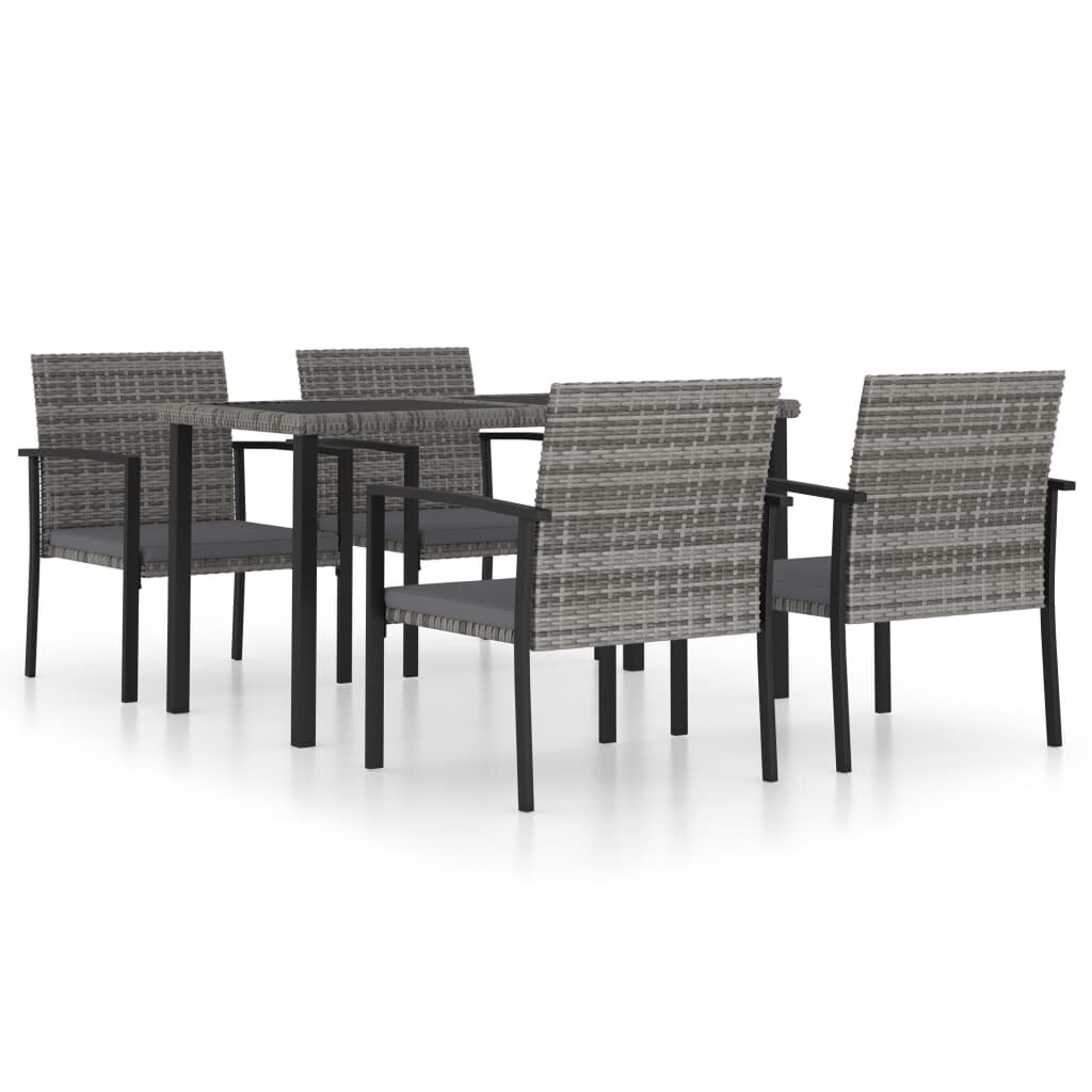 Image of 5 Piece Patio Dining Set Poly Rattan Gray