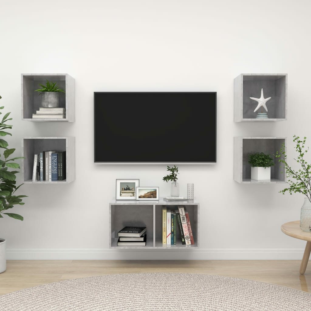 Image of 5 Piece TV Cabinet Set Concrete Gray Chipboard