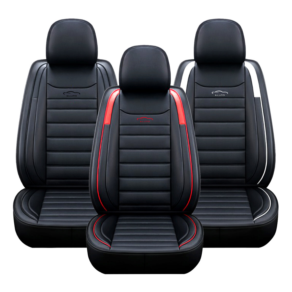 Image of 5 Seats Universal Car Seat Covers Deluxe PU Leather Seat Cushion Full Set Cover