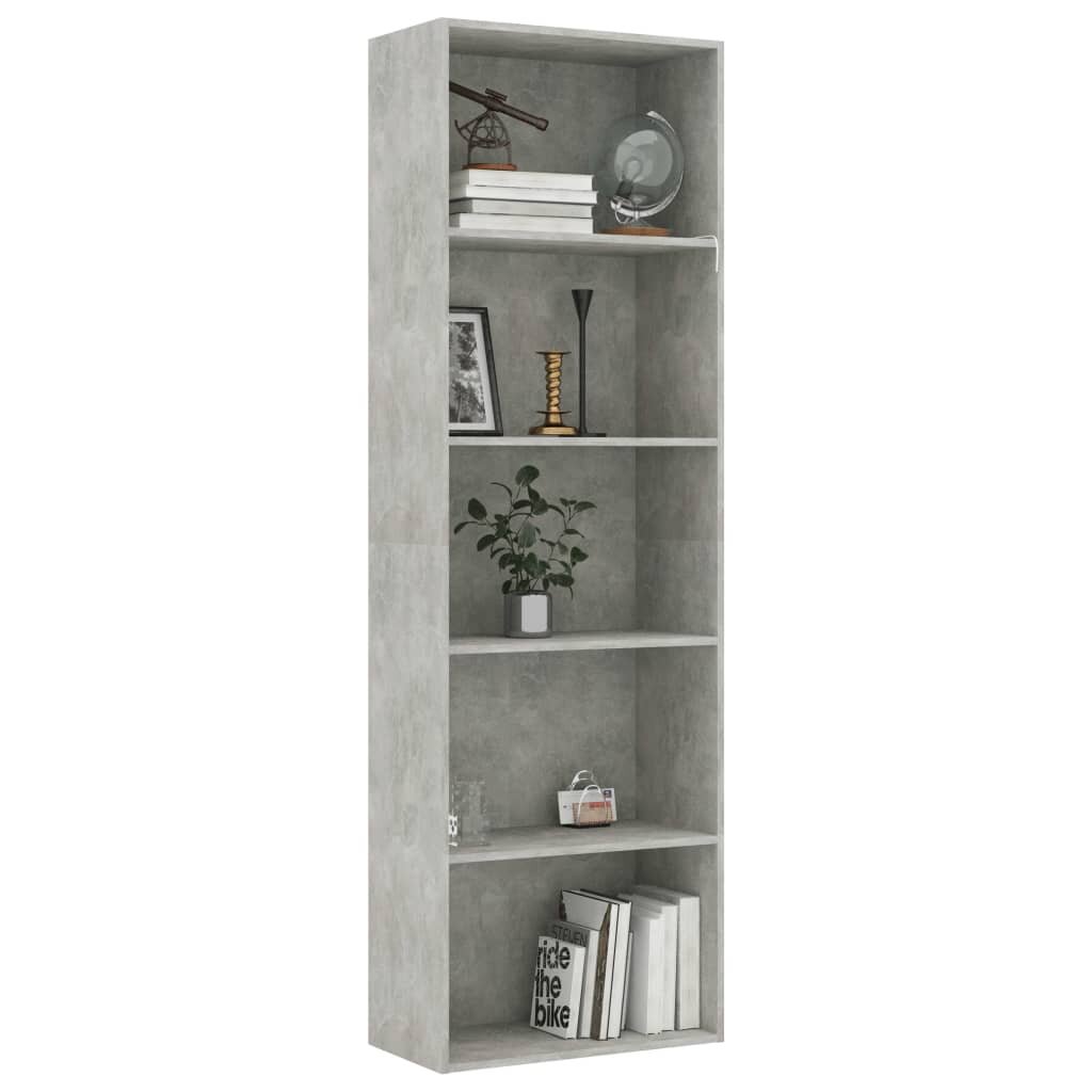 Image of 5-Tier Book Cabinet Concrete Gray 236"x118"x744" Chipboard