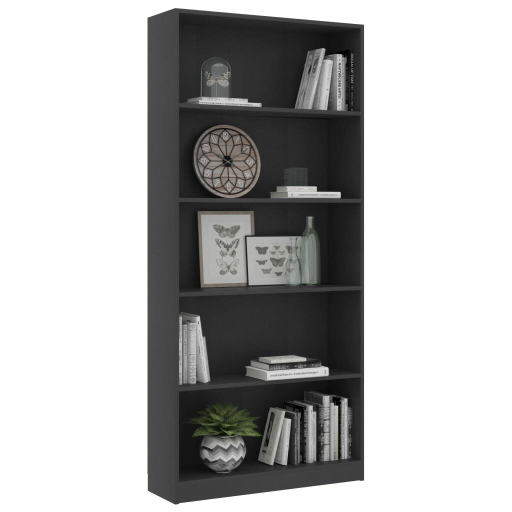 Image of 5-Tier Book Cabinet Gray 315"x94"x689" Chipboard