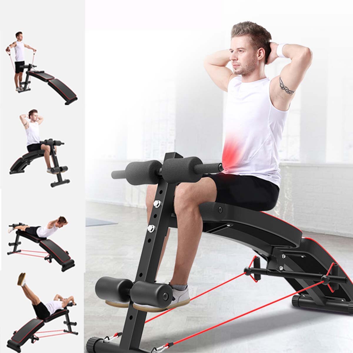 Image of 5 in 1 Multi-Functional Bench Folding Supine Abdominal Muscle Board For Full All-in-One Body Workout Adjustable Ab Sit u