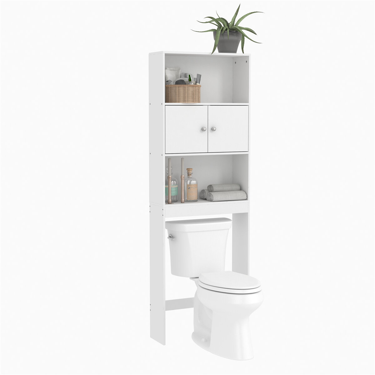 Image of 56X19X165 Bath Cabinet Toilet Bathroom Space Saver Storage Cabinet White