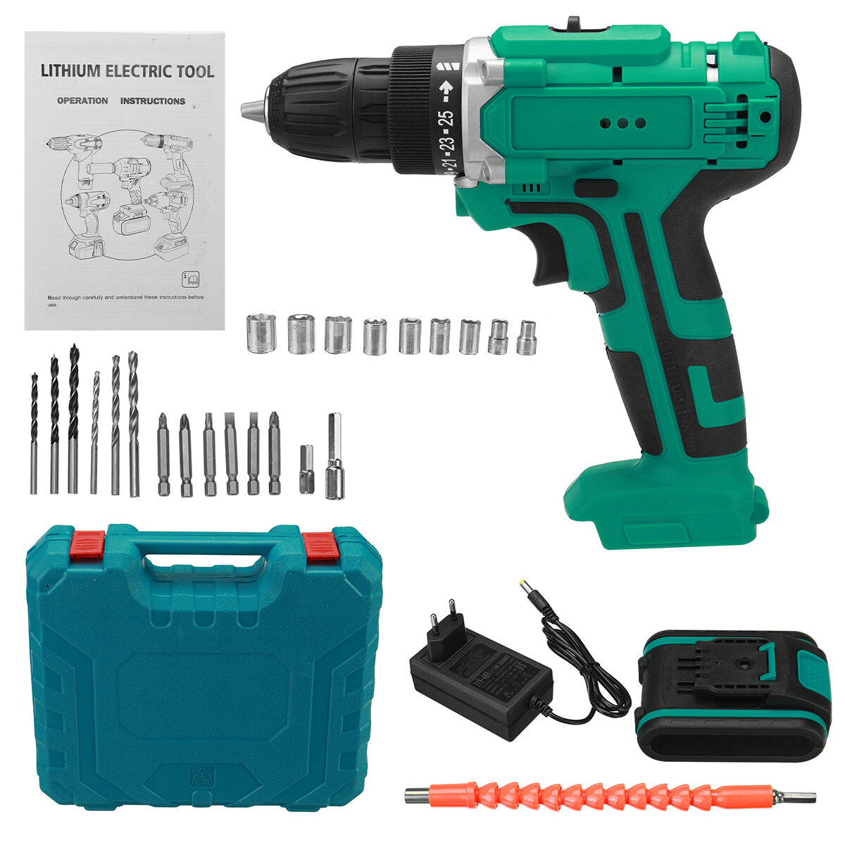 Image of 6000mAh 48V Electric Drill Dual Speed Rechargeable Power Tool W/ 1/2pc Battery