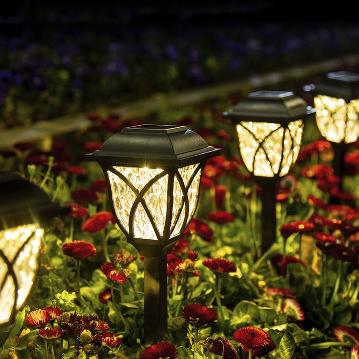 Image of 6Pcs Solar LED Pathway Lights Set Outdoor Yard Garden Walkway Landscape Lamp