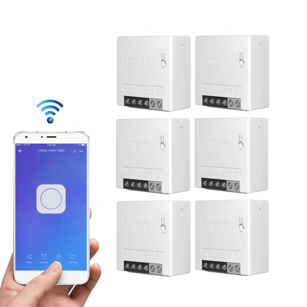 Image of 6pcs SONOFF MiniR2 Two Way Smart Switch 10A AC100-240V Works with Amazon Alexa Google Home Assistant Nest Supports DIY M