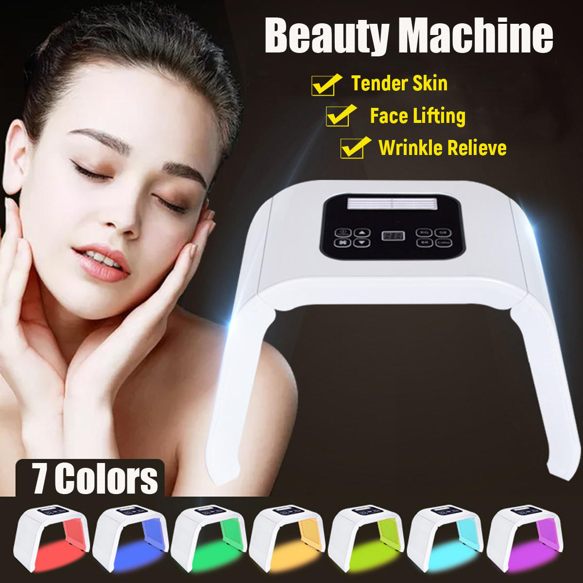 Image of 7 Color LED Light Therapy Skin Rejuvenation PDT Anti-aging Facial Beauty Machine