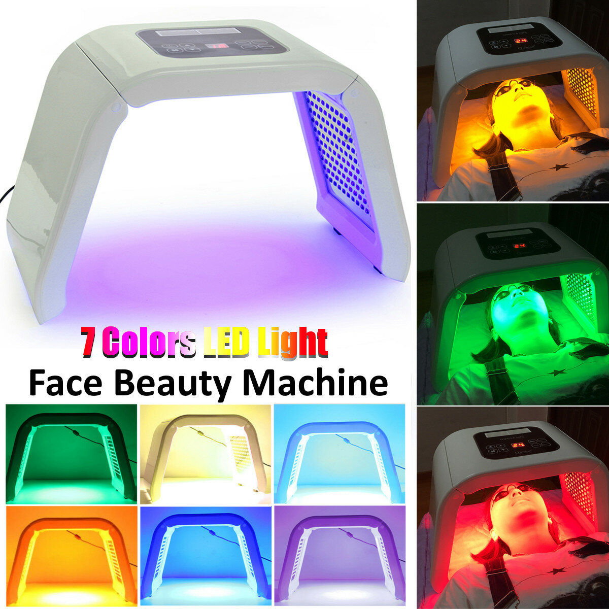 Image of 7 Colors PDT LED Light Photon Therapy Skin Care Anti Aging Facial Machine Beauty Instrument