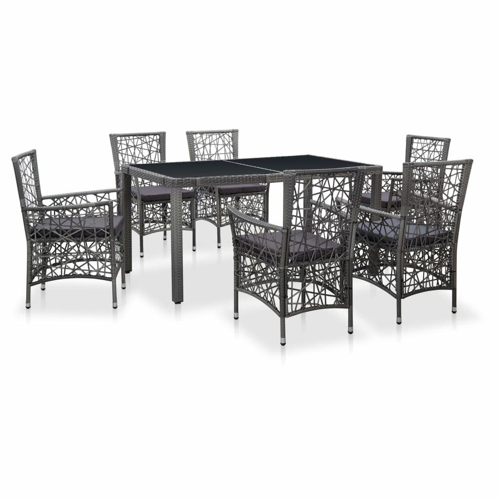 Image of 7 Piece Outdoor Dining Set Poly Rattan Gray