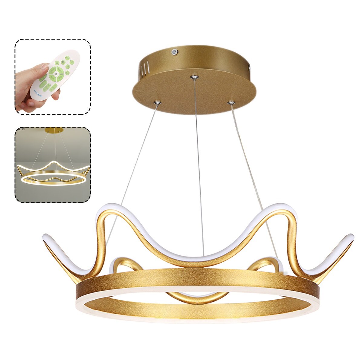 Image of 73W 85-265V Remote Control Crown LED Pendant Lamp Ceiling Light Home Bedroom Indoor Dimming Fixture Decor