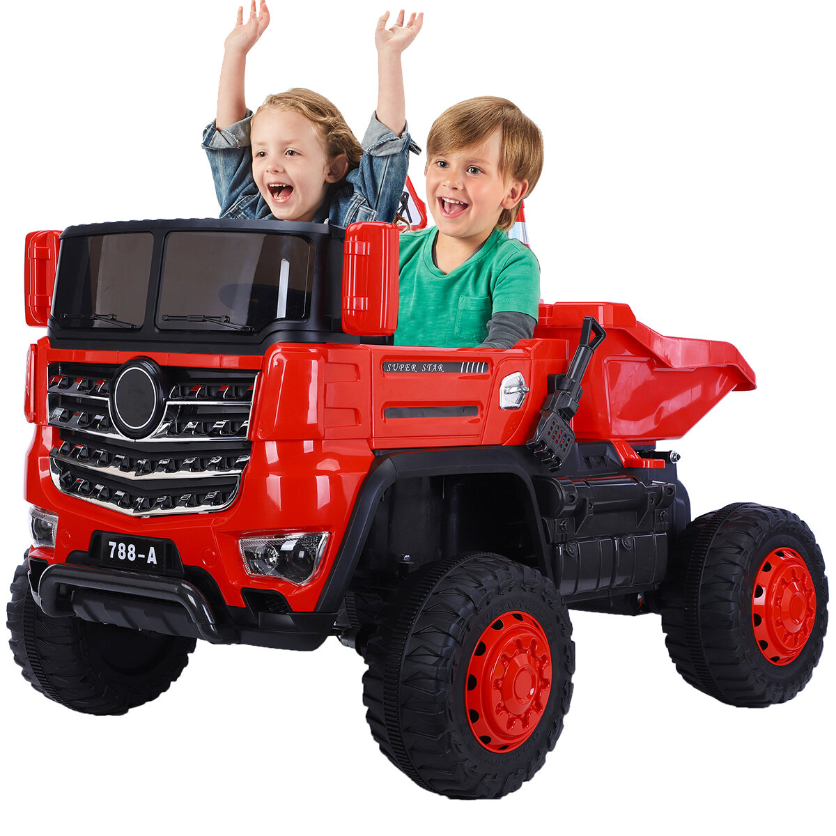 Image of 788-A 4WD 2 Seater Ride On for Kids Electric Car390 Motor Plus 1210 Battery Powered Four-wheel Drive Engineering Vehi