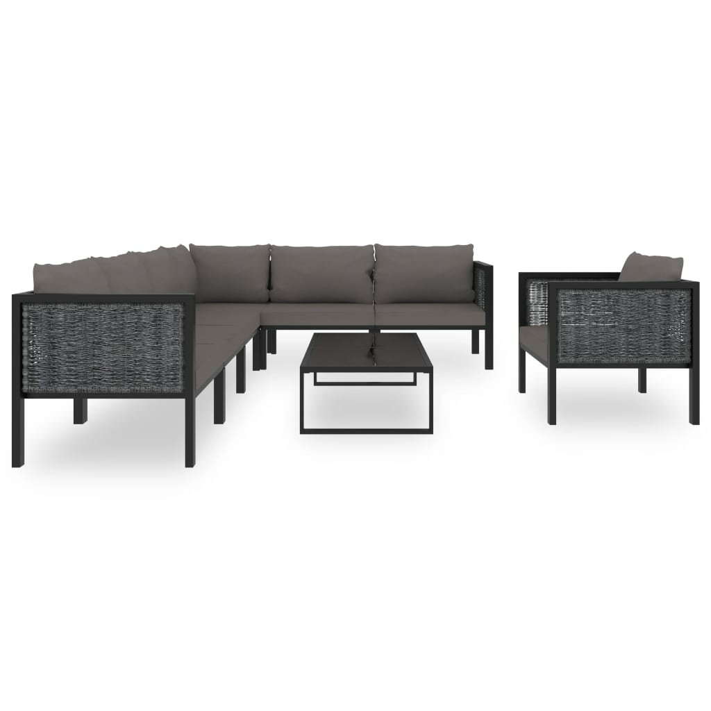 Image of 8 Piece Garden Lounge Set with Cushions Poly Rattan Anthracite