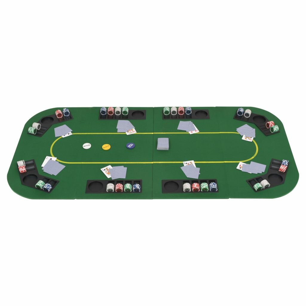 Image of 8-Player Folding Poker Tabletopp 4 Fold Rectangular Green