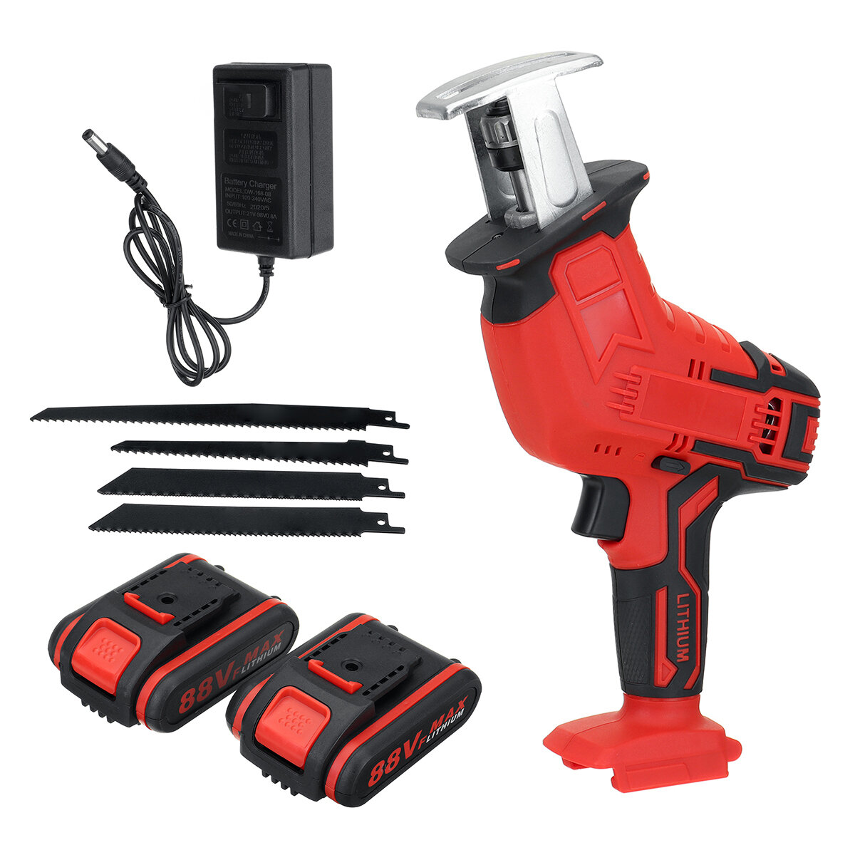 Image of 88VF Cordless Electric Reciprocating Saw Outdoor Portable Woodworking Tool One Hand Saw W/ 1/2 Battery
