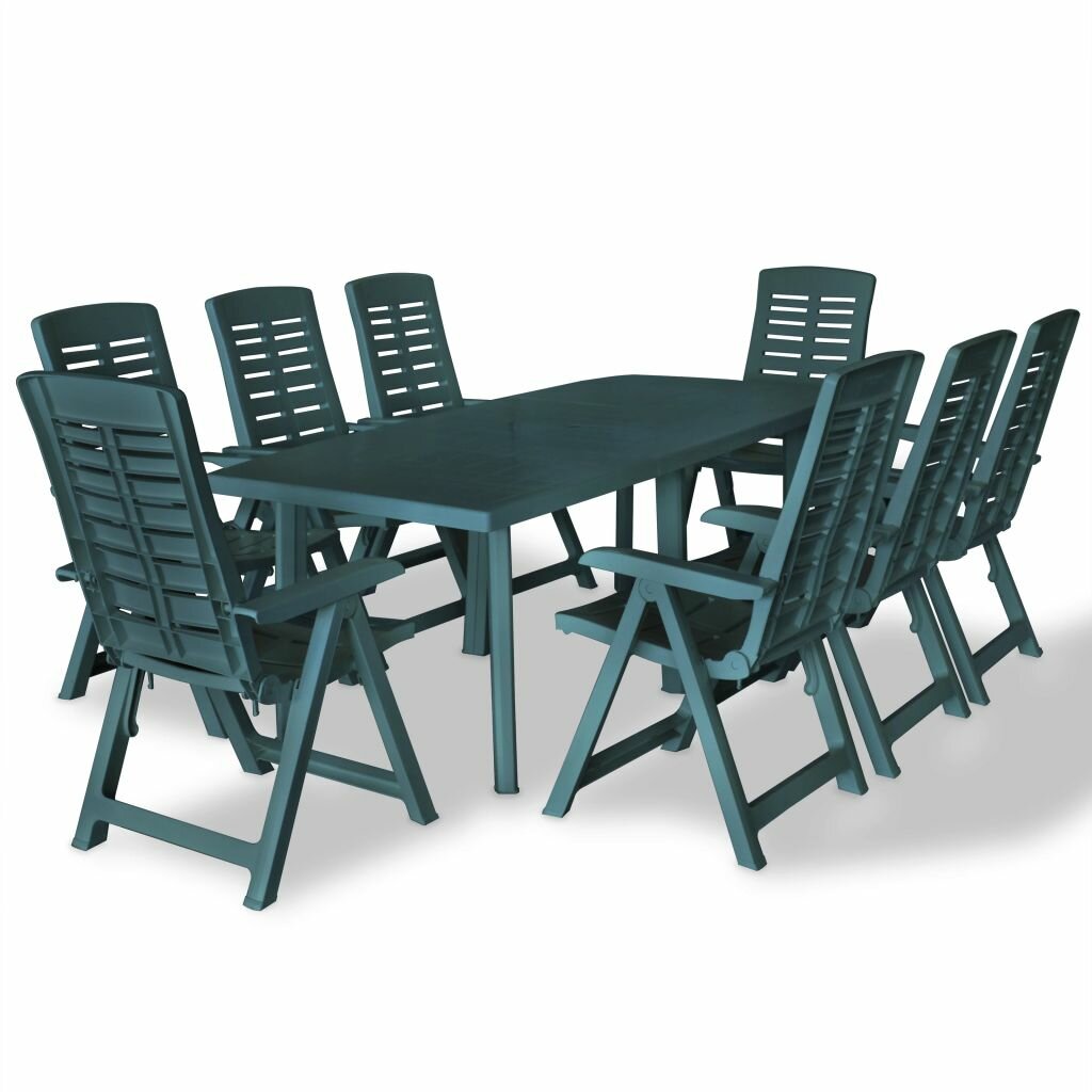 Image of 9 Piece Outdoor Dining Set Plastic Green