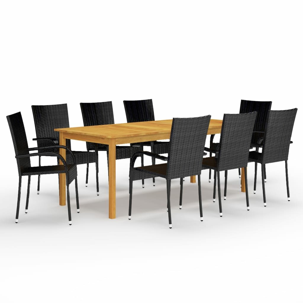 Image of 9 Piece Patio Dining Set Black