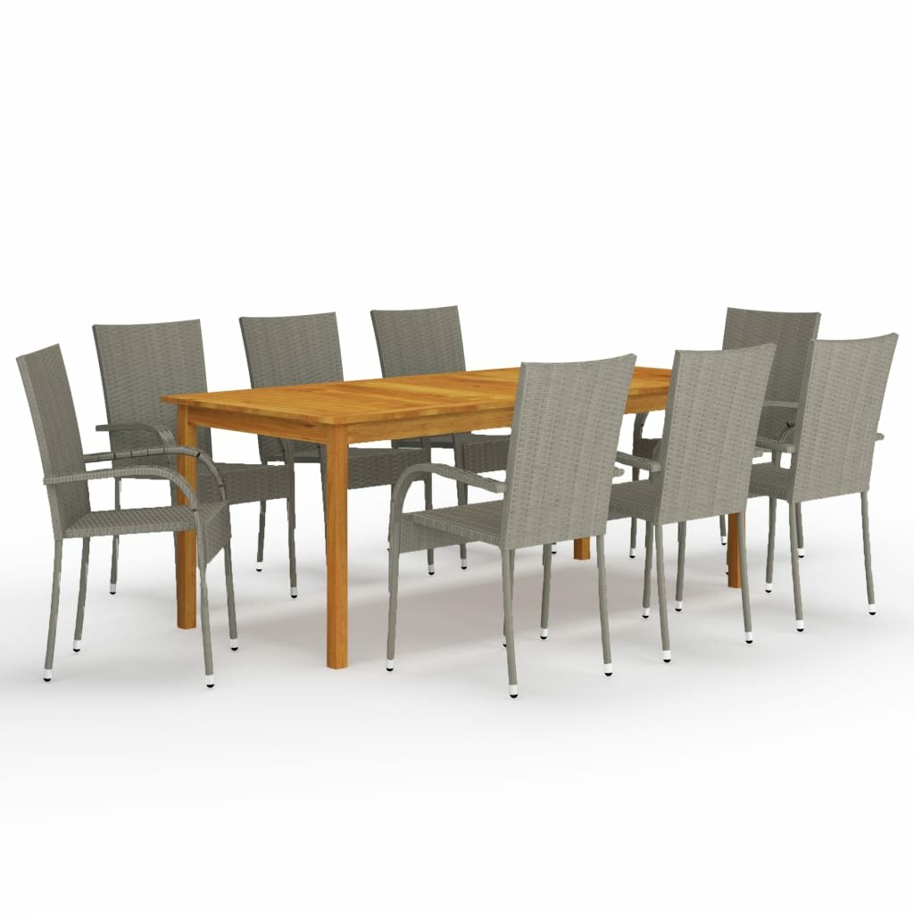 Image of 9 Piece Patio Dining Set Gray