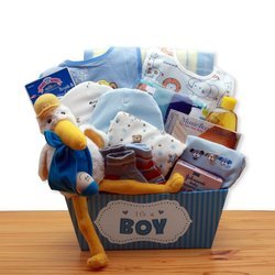 Image of A Special Delivery New Baby Blue Gift Basket