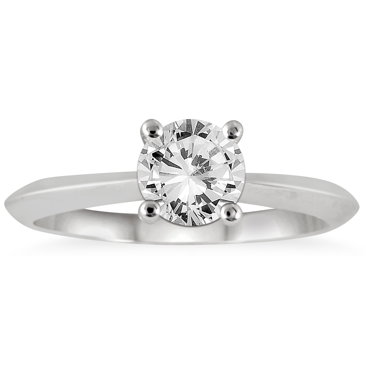 Image of AGS Certified 1 Carat Knife Edge Diamond Solitaire Ring in 14K White Gold (J-K Color I2-I3 Clarity)