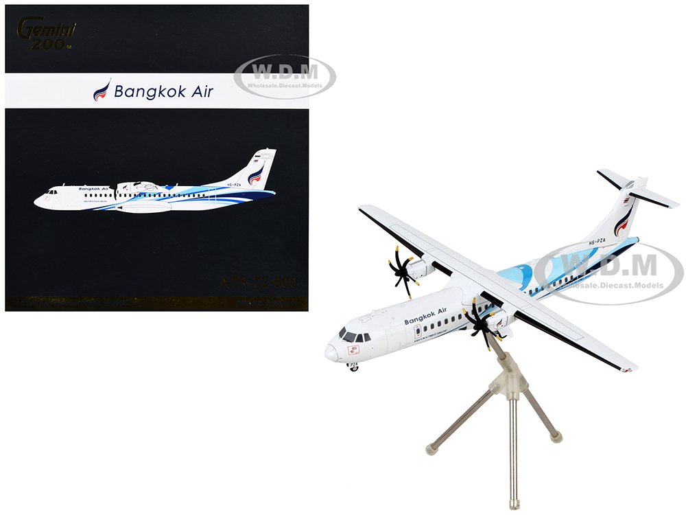 Image of ATR 72-600 Commercial Aircraft "Bangkok Airways" White with Light Blue Stripes "Gemini 200" Series 1/200 Diecast Model Airplane by GeminiJets