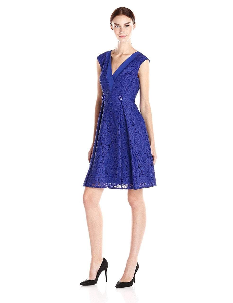 Image of Adrianna Papell - 14251870 Lace V-Neck A-Line Dress