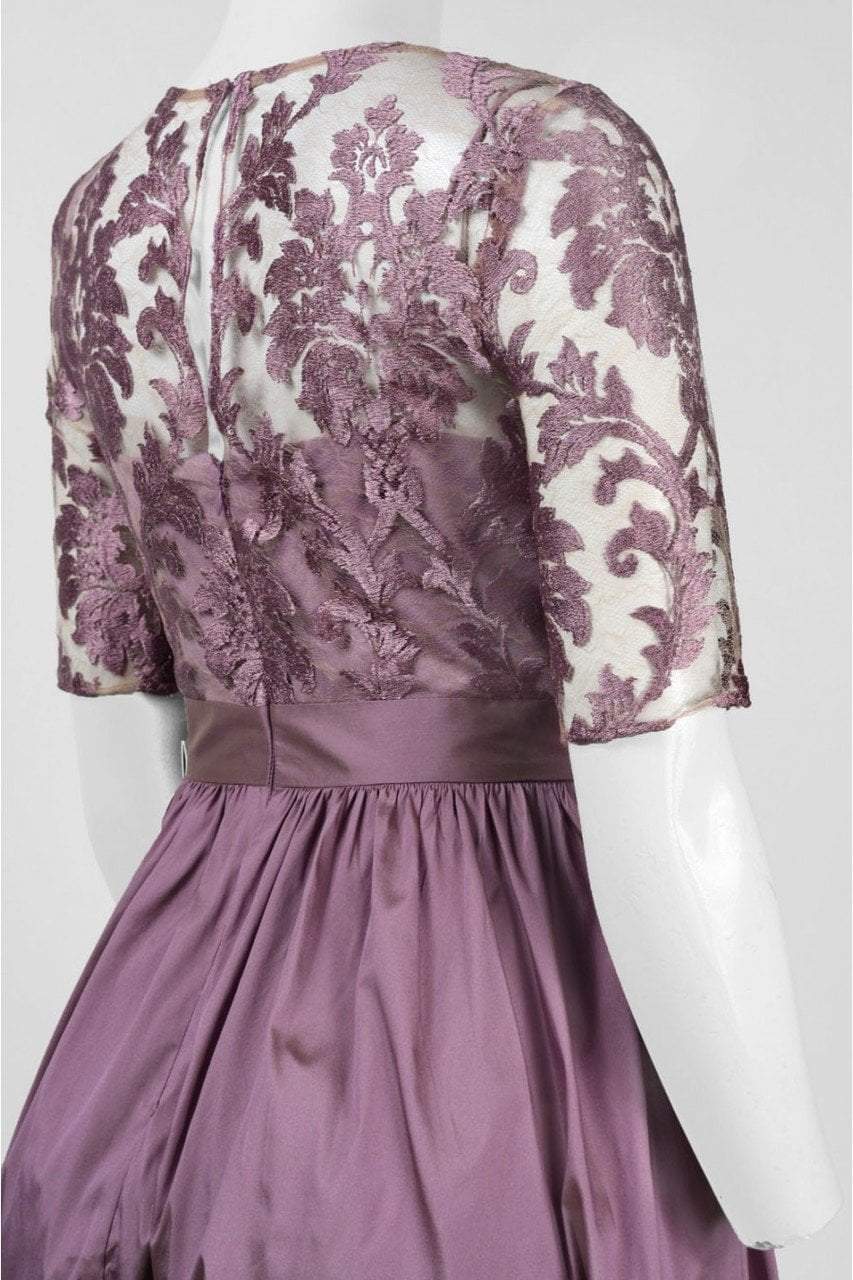 Image of Adrianna Papell - 81920870 Lace Illusion Bateau Taffeta A-line Dress