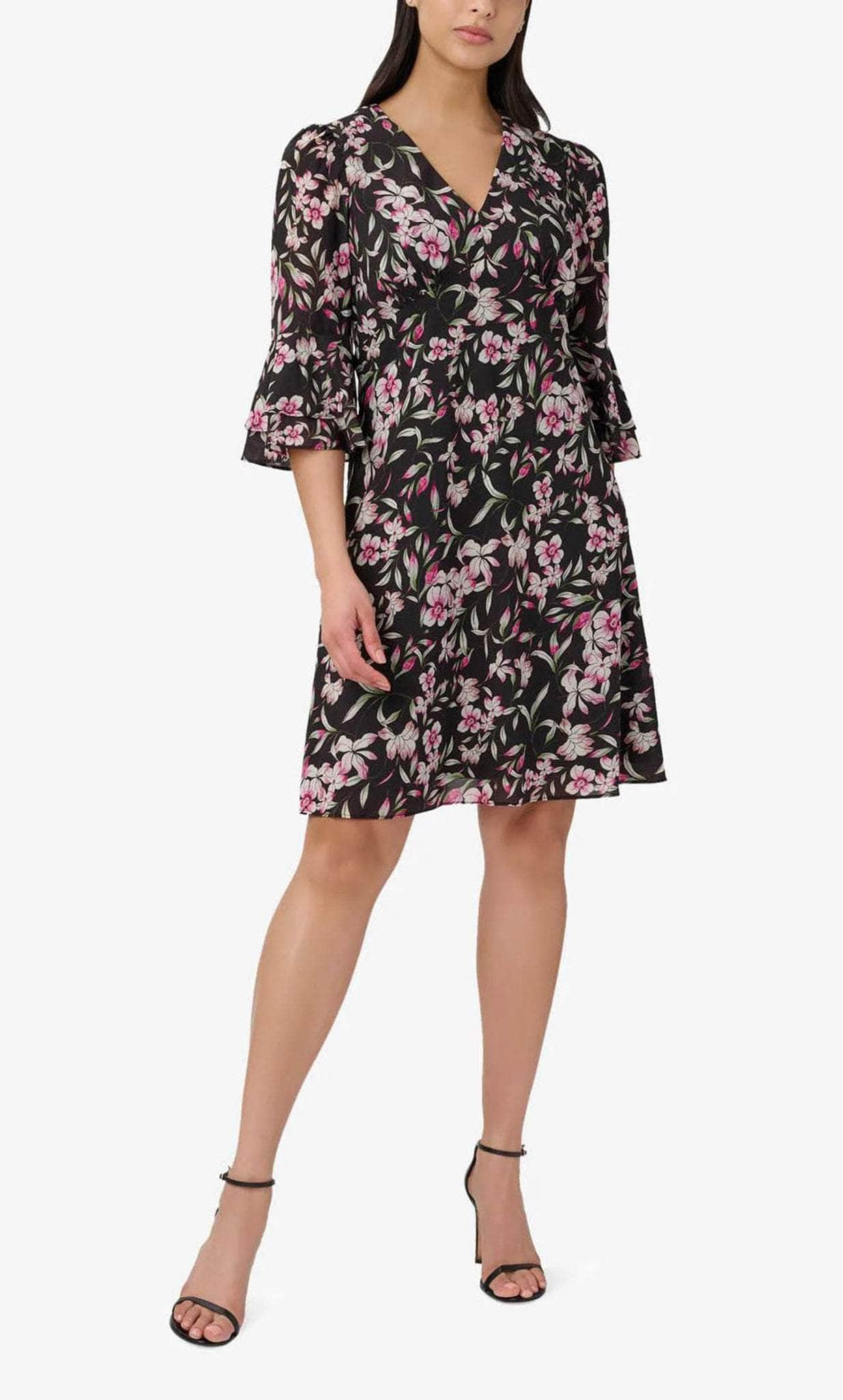 Image of Adrianna Papell AP1D104622 - Bell Sleeve Floral Short Dress