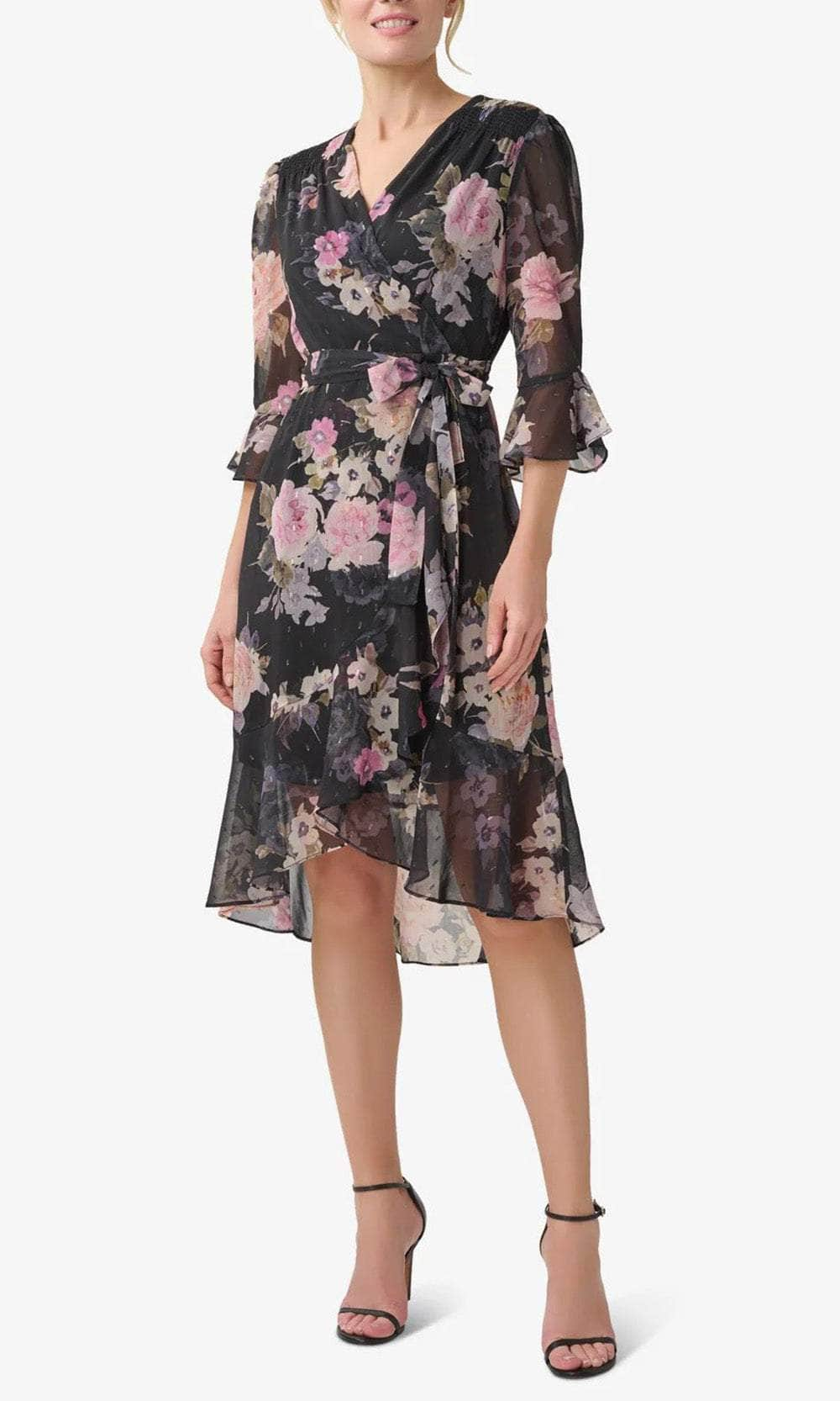 Image of Adrianna Papell AP1D104917 - Floral Tie Waist Chiffon Dress