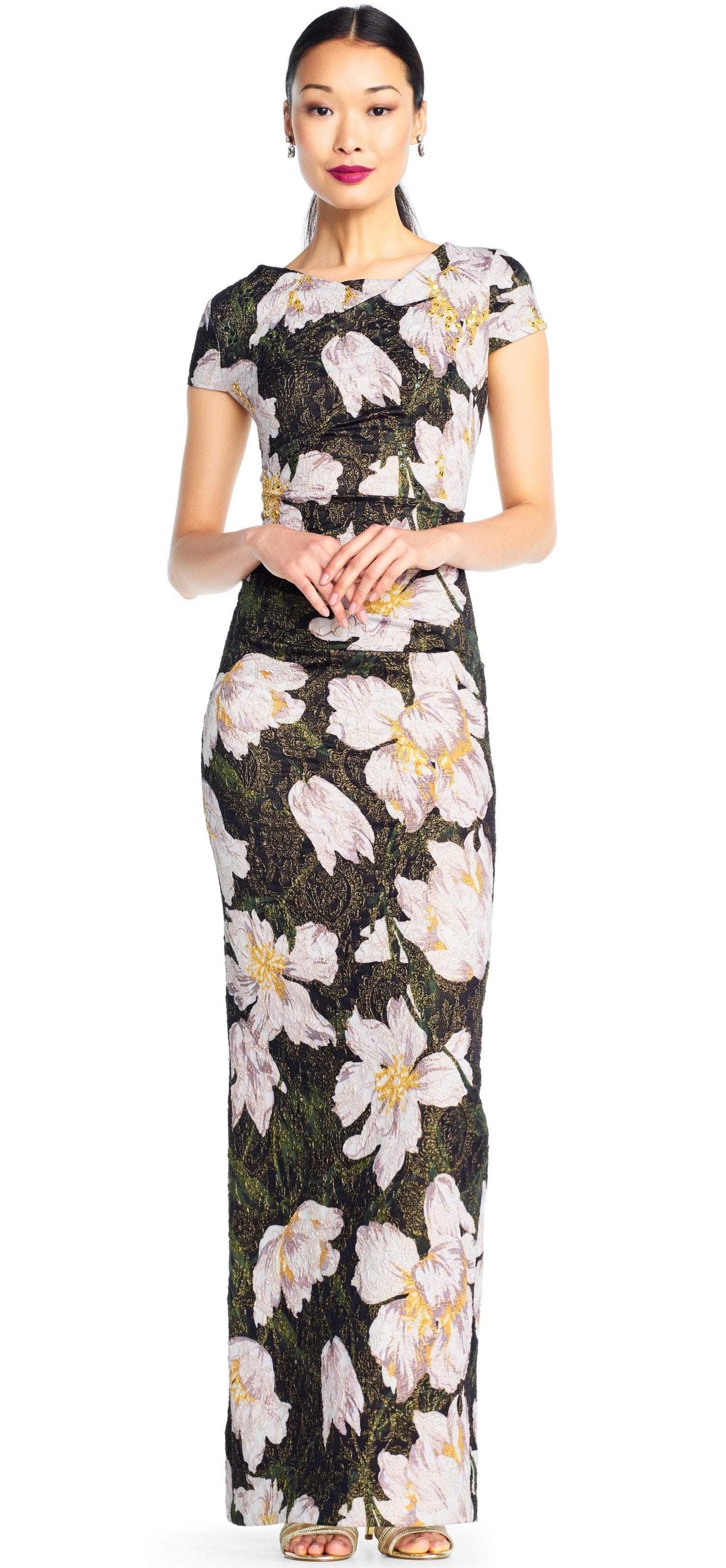 Image of Adrianna Papell - AP1E203398 Floral Patterned Bateau Sheath Dress