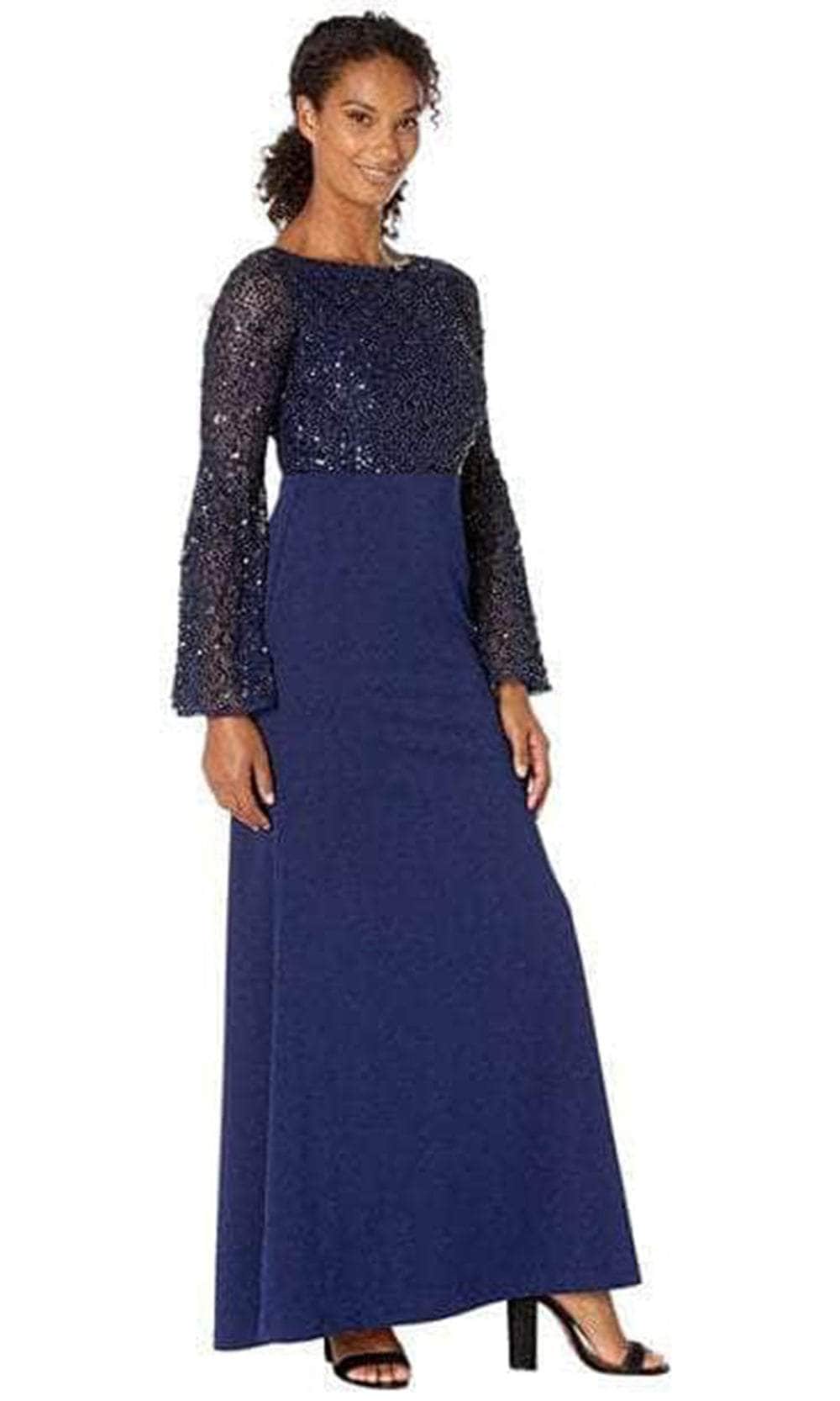 Image of Adrianna Papell AP1E206072 P - Long Bell Sleeve V-Neck Evening Dress
