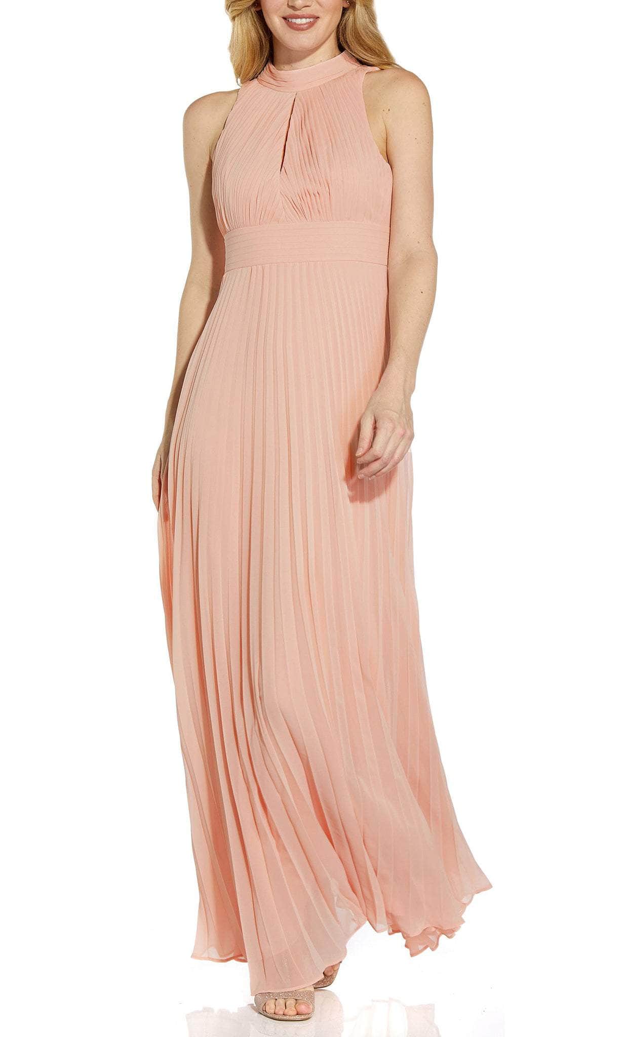 Image of Adrianna Papell AP1E208859 - High Neck Pleated A-line Dress