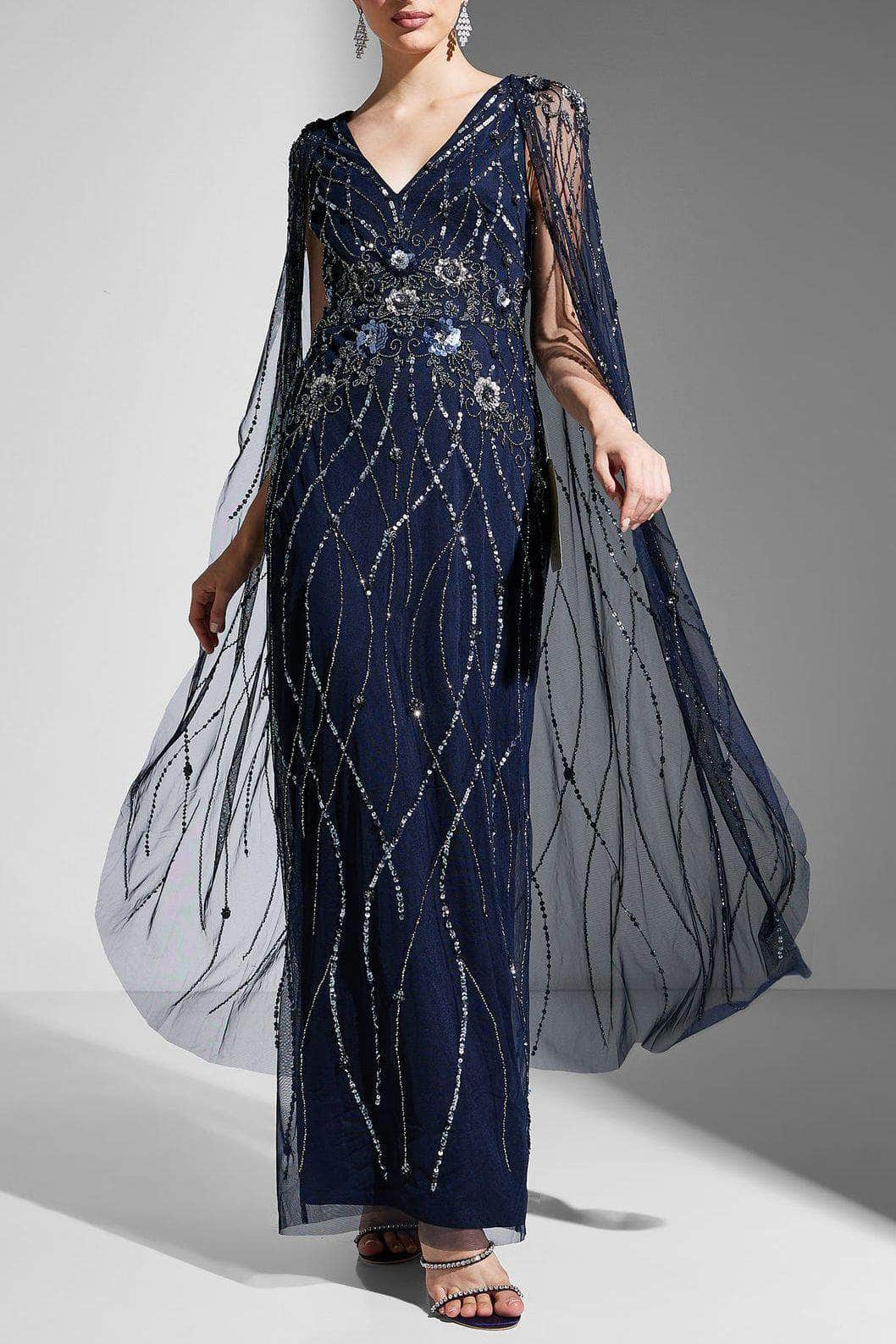 Image of Adrianna Papell AP1E210623 - Sheer Long Cape Evening Dress