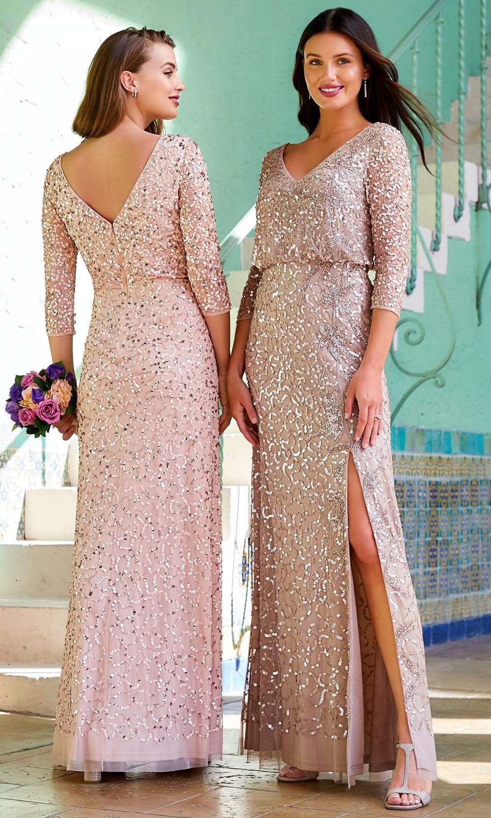 Image of Adrianna Papell Platinum - 40320 Sequined Column Dress